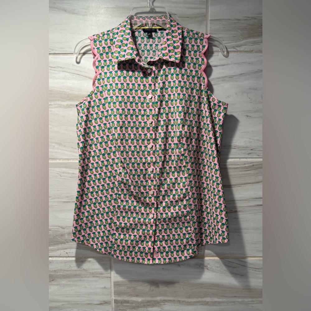 Women’s Talbots Scalloped Pineapple Top Size 4 - Picture 2 of 10